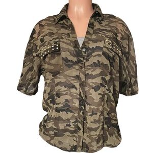 Papermoon Camouflage Button-Down Shirt